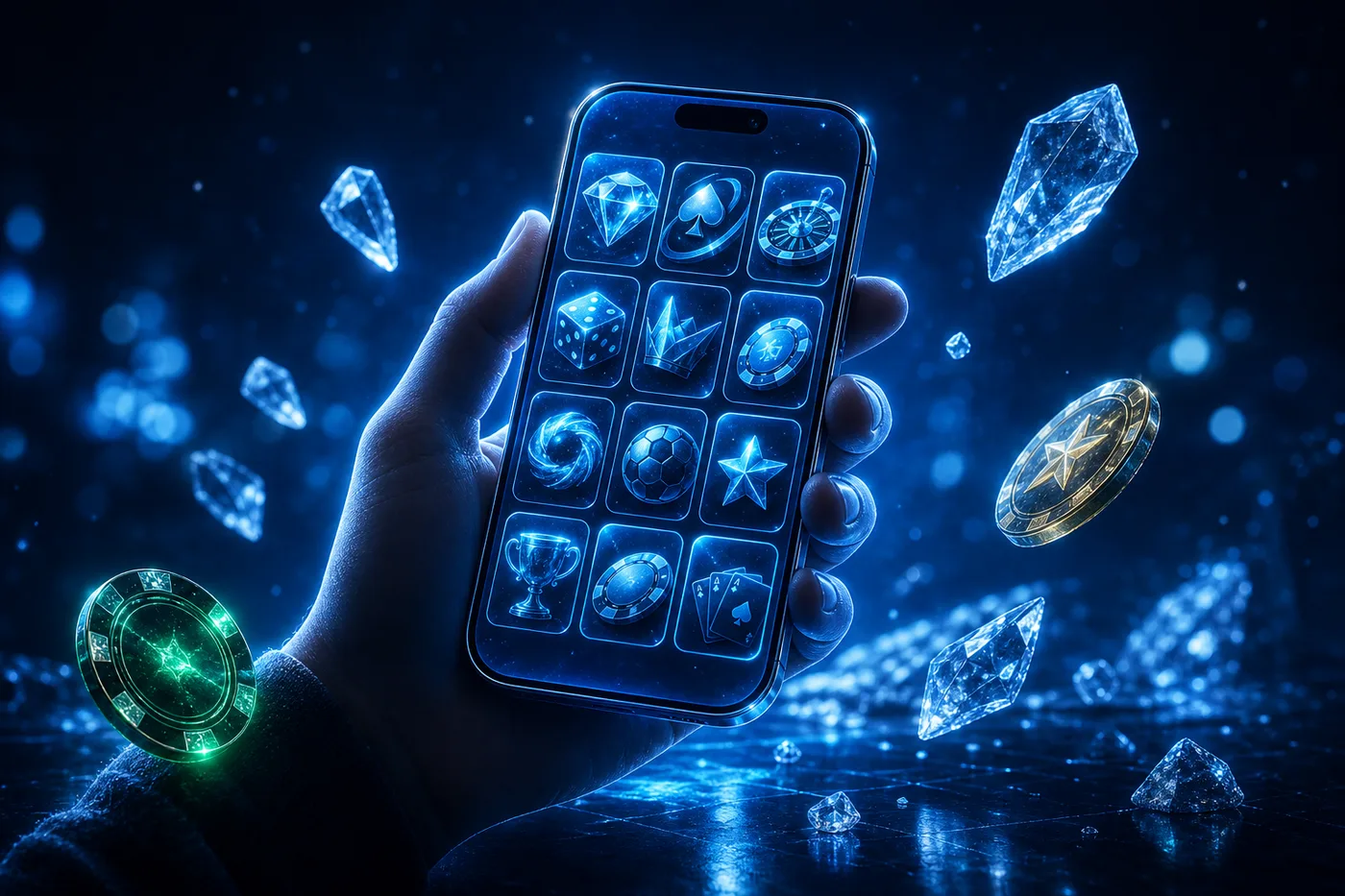 Aplikacja Ice Casino otwarta na smartfonie z lobby gier
