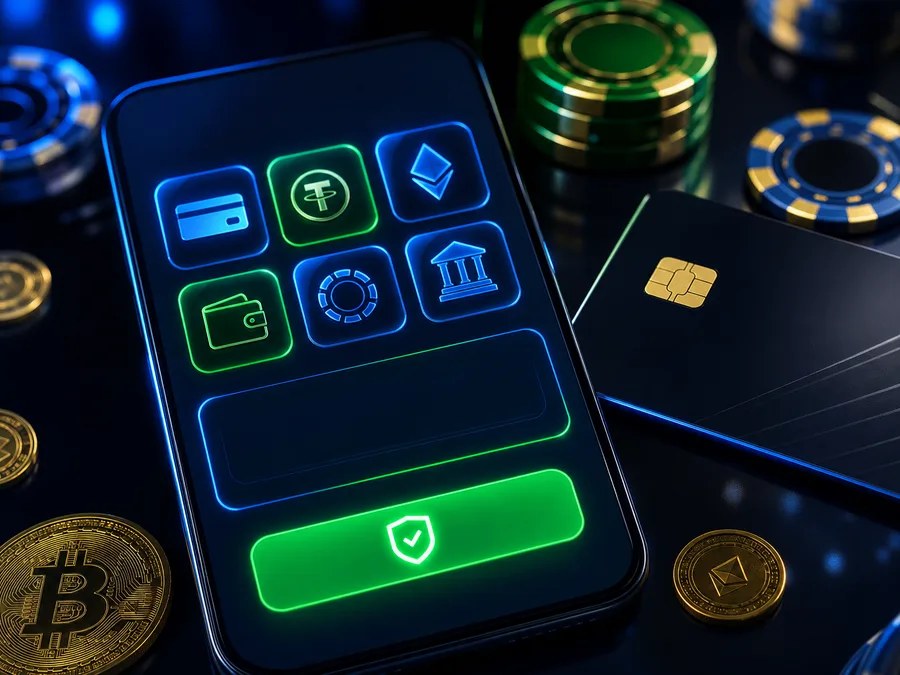 Kasjer Ice Casino w telefonie z wyborem metody płatności