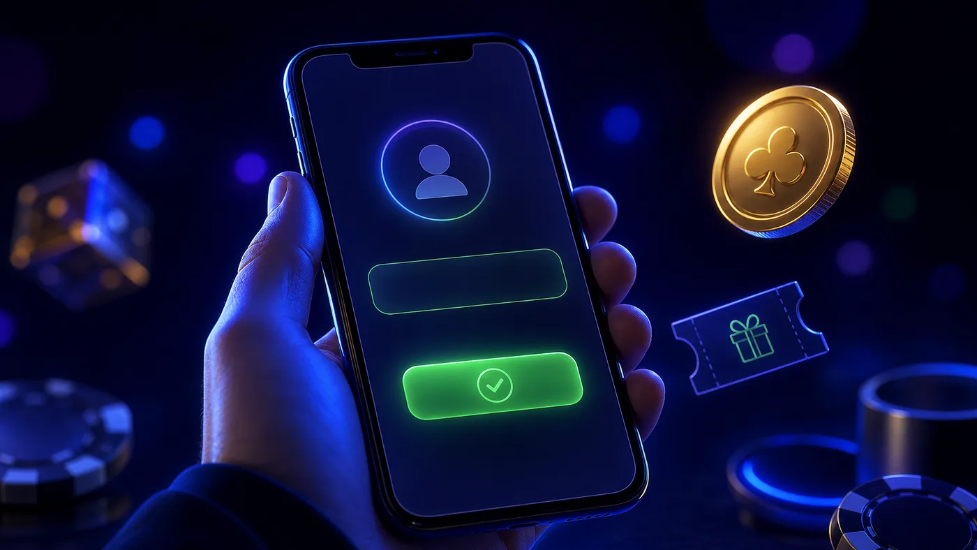Pole kodu promocyjnego w profilu gracza Ice casino na ekranie smartfona