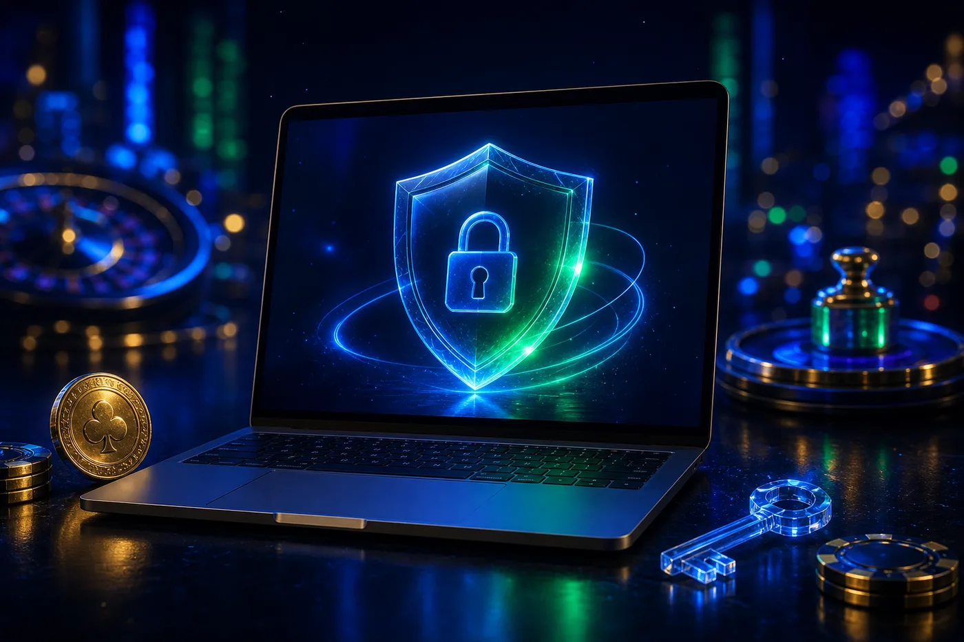 Symbol ochrony danych osobowych na ekranie laptopa